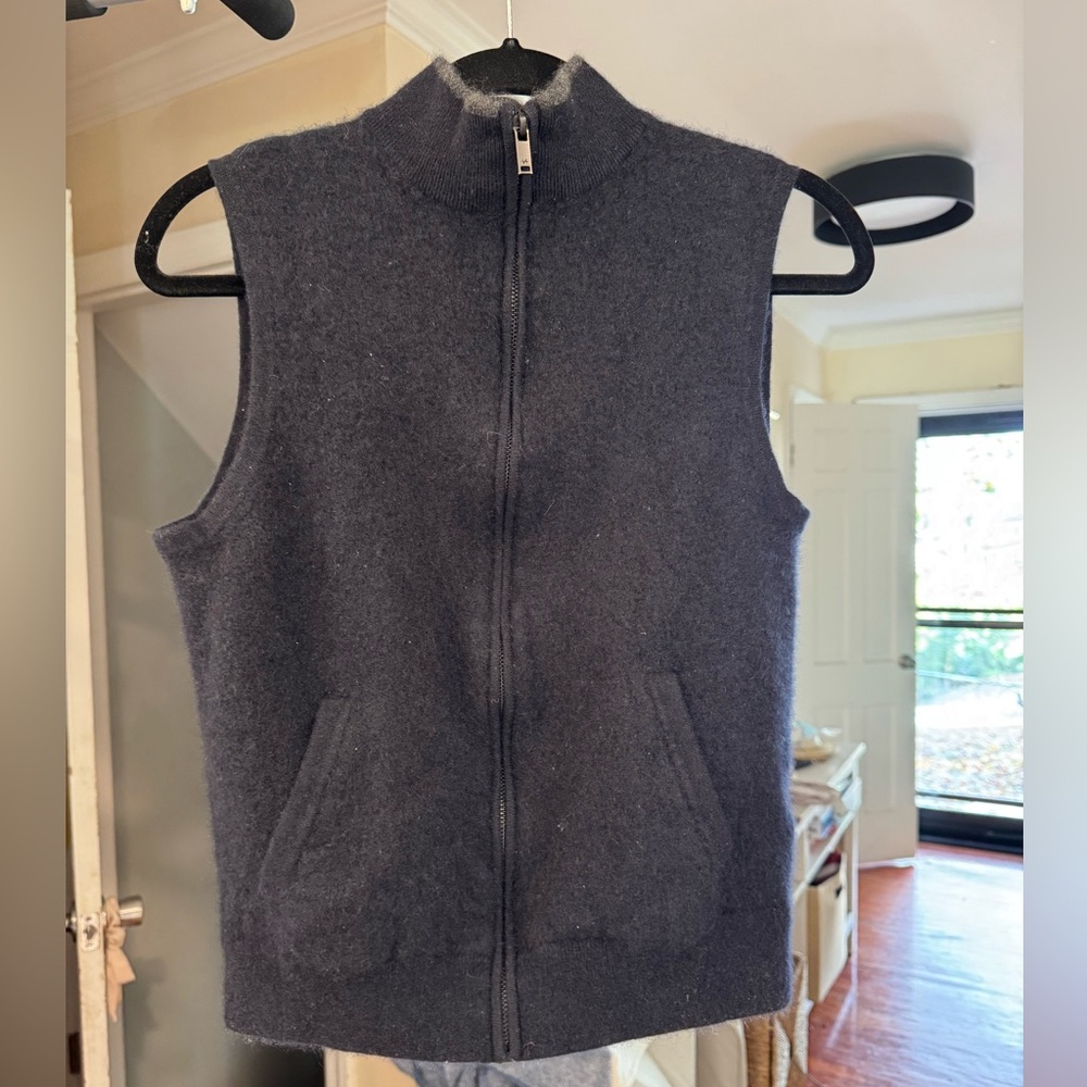 NAADAM Women’s Zip Up Navy Sweater Vest